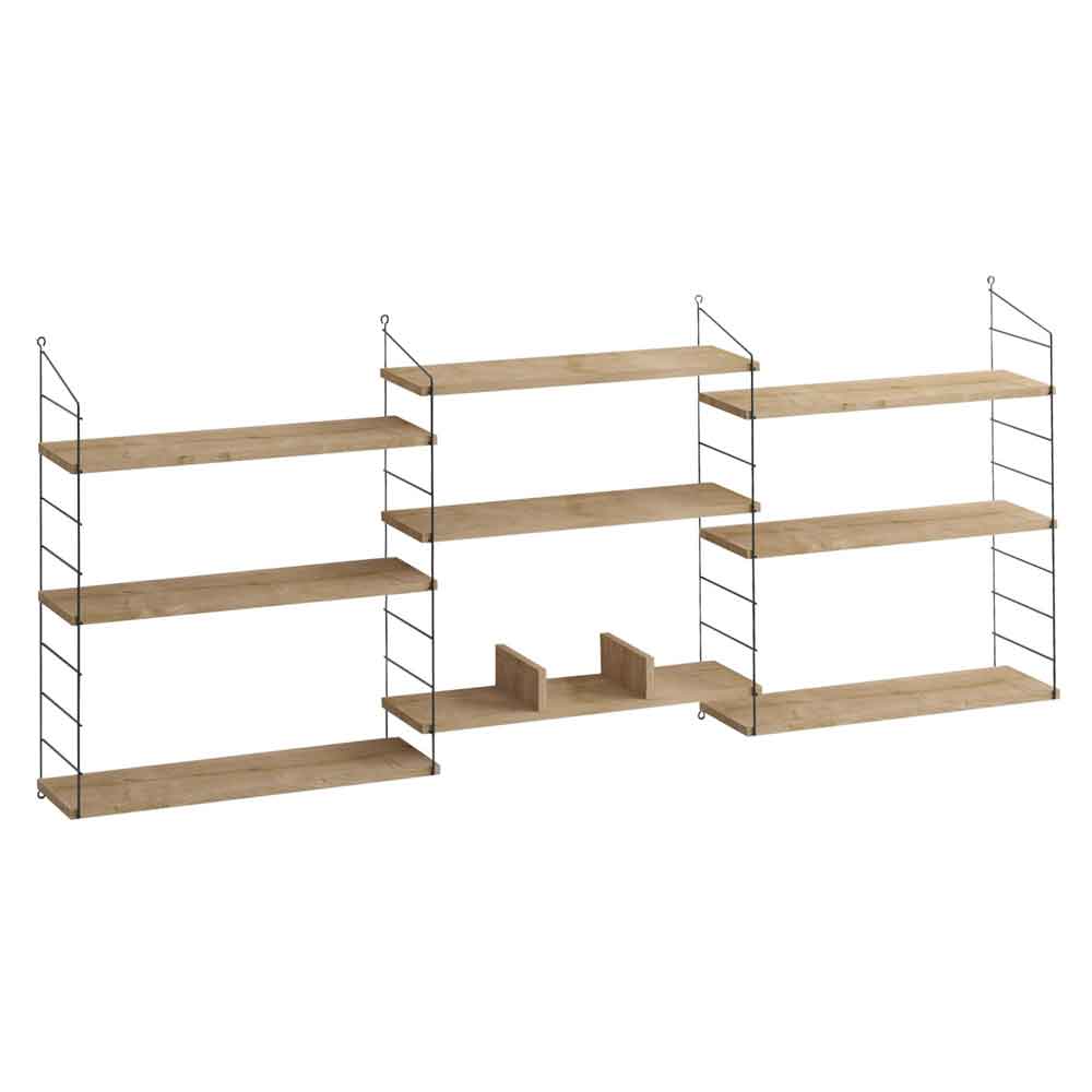 Renova Wooden Wall Hung Shelving Unit in Oak