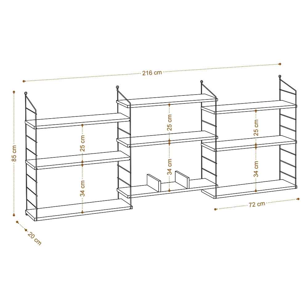 Renova Wooden Wall Hung Shelving Unit in Oak