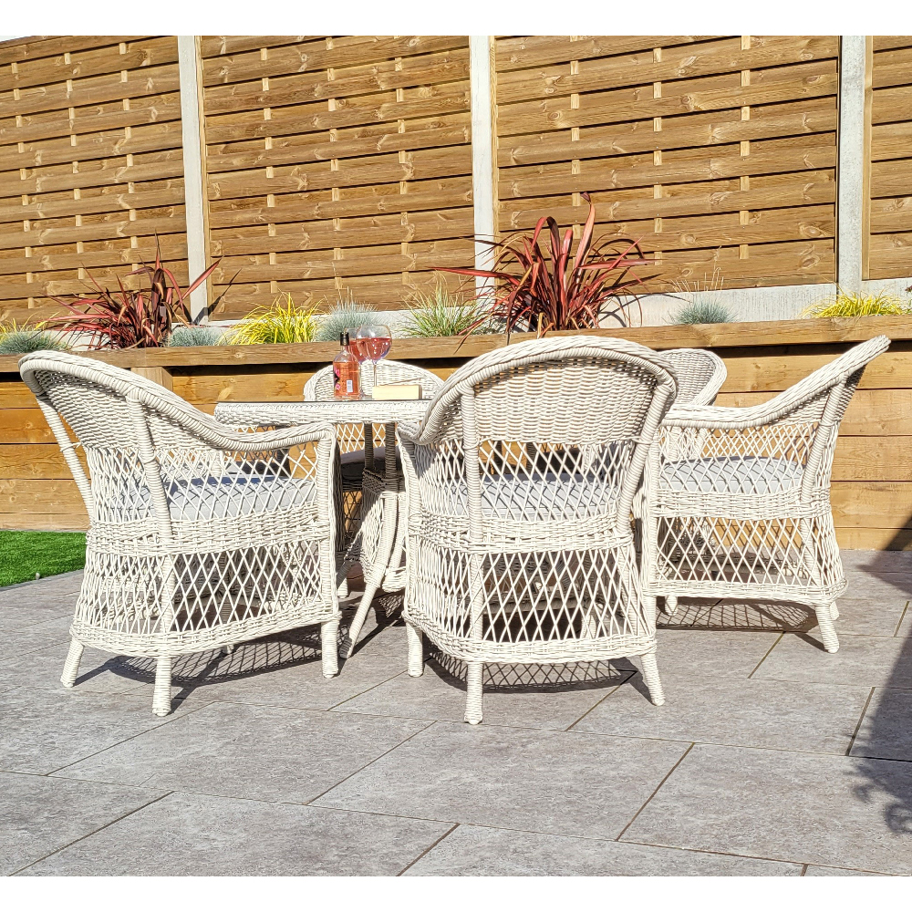 Renton Glass Top Garden Dining Set With 6 Chairs In white