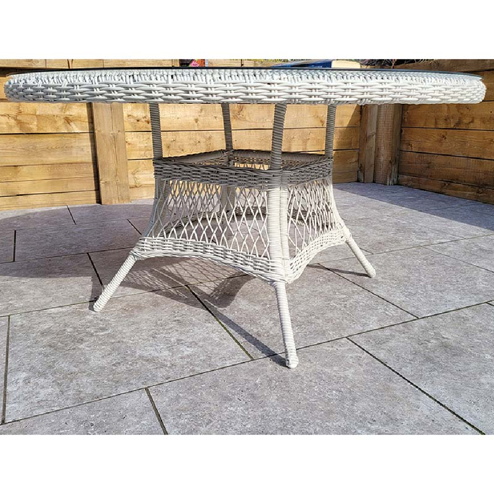 Renton Glass Top Garden Dining Set With 6 Chairs In white