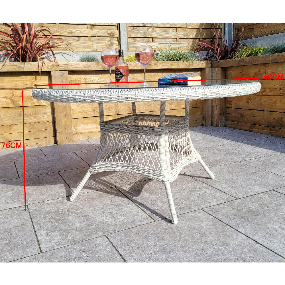 Renton Glass Top Garden Dining Set With 6 Chairs In white