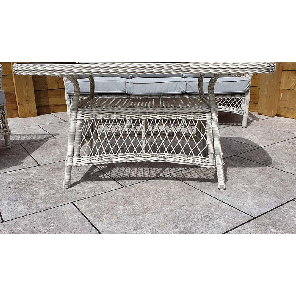 Renton Rattan Garden Sofa Seating Set With Coffee Table In white