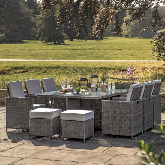 Product photograph of Renx Outdoor 10 Seater Cube Dining Set In Grey Weave Rattan from Furniture in Fashion