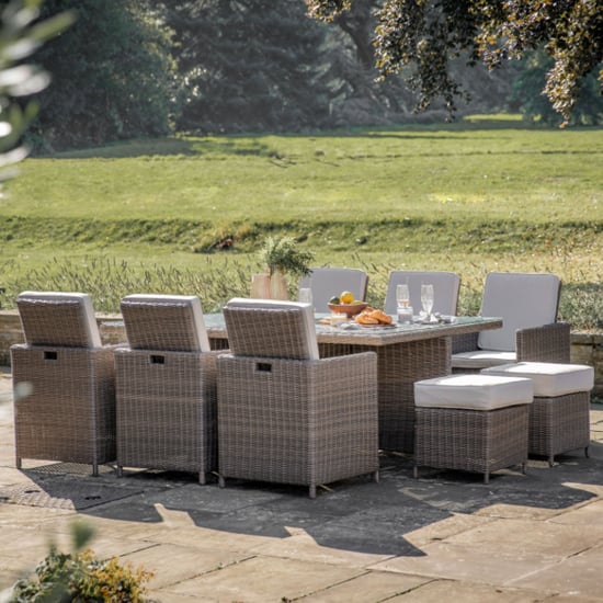 Product photograph of Renx Outdoor 10 Seater Cube Dining Set In Natural Weave Rattan from Furniture in Fashion