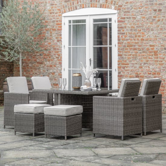 Photo of Renx outdoor 8 seater cube dining set in natural weave rattan