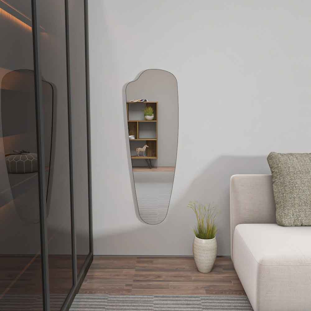 Reos Glass Wall Mirror with Wooden Frame