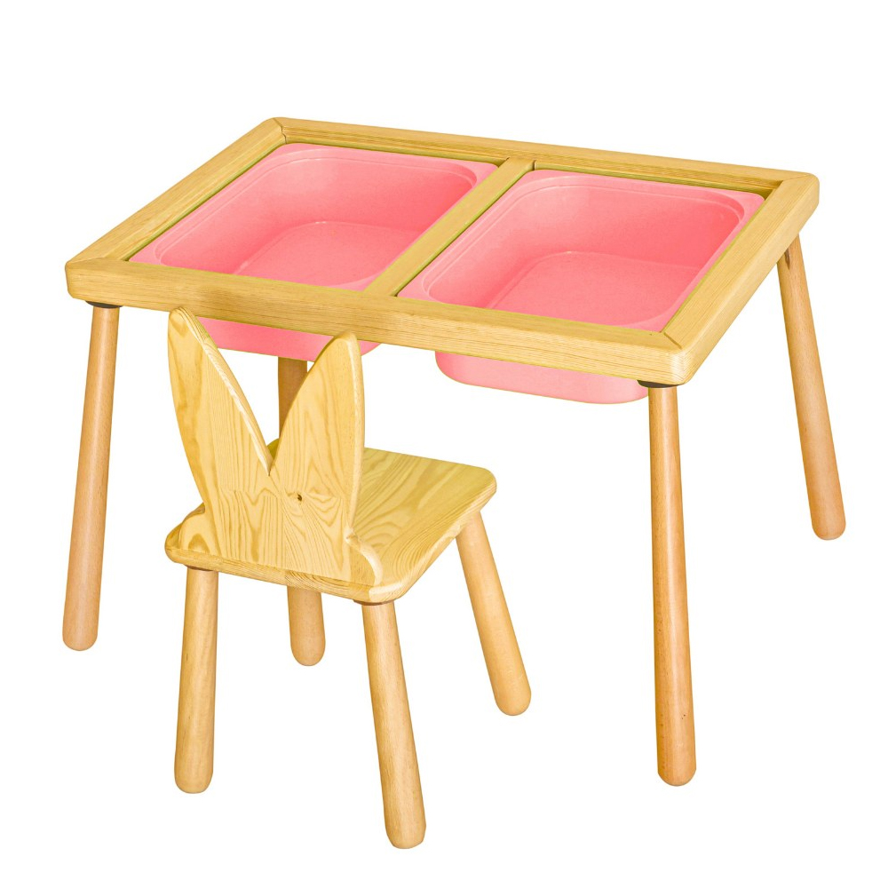 Rerio Pine Kids Table and Chair in Pink and Oak