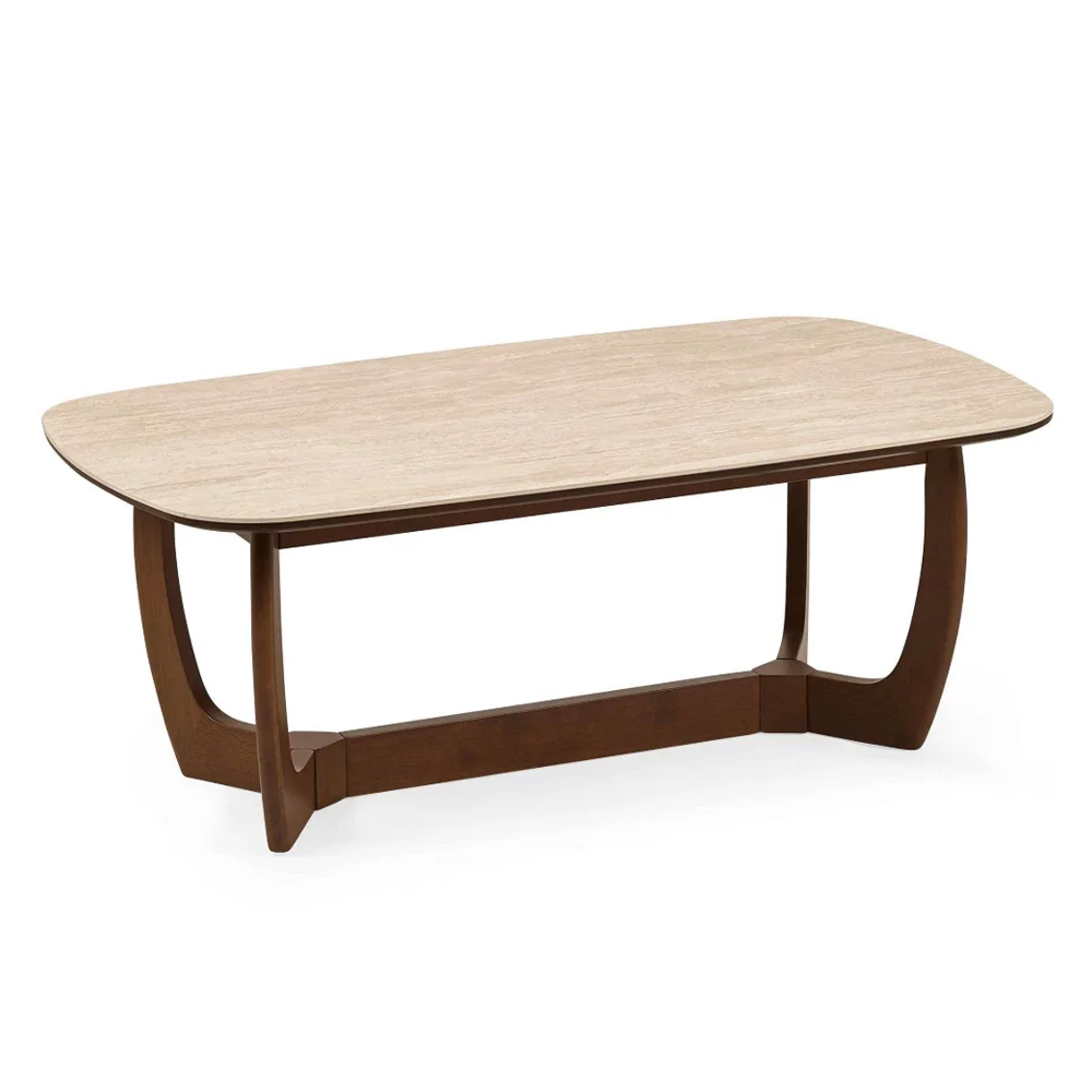 Rervan Rectangular Wooden Coffee Table in Walnut and Natural