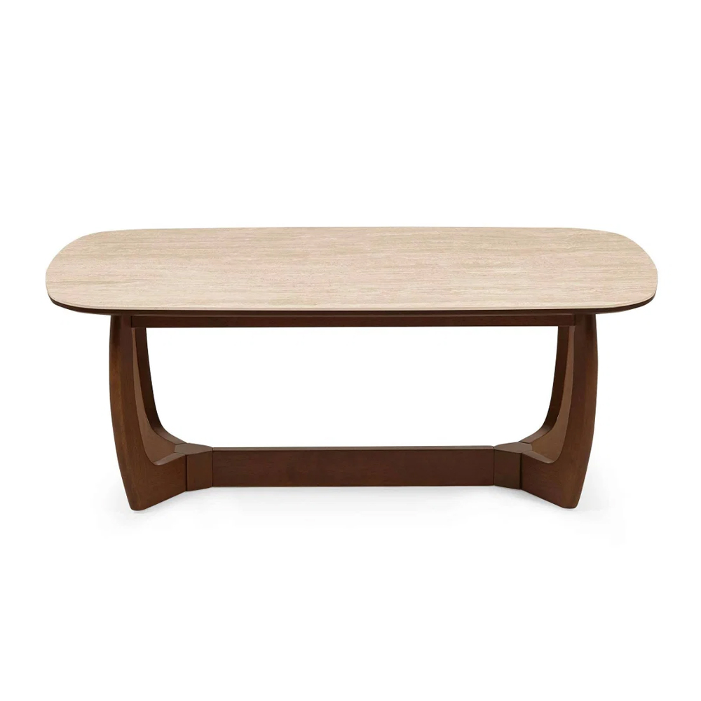 Rervan Rectangular Wooden Coffee Table in Walnut and Natural