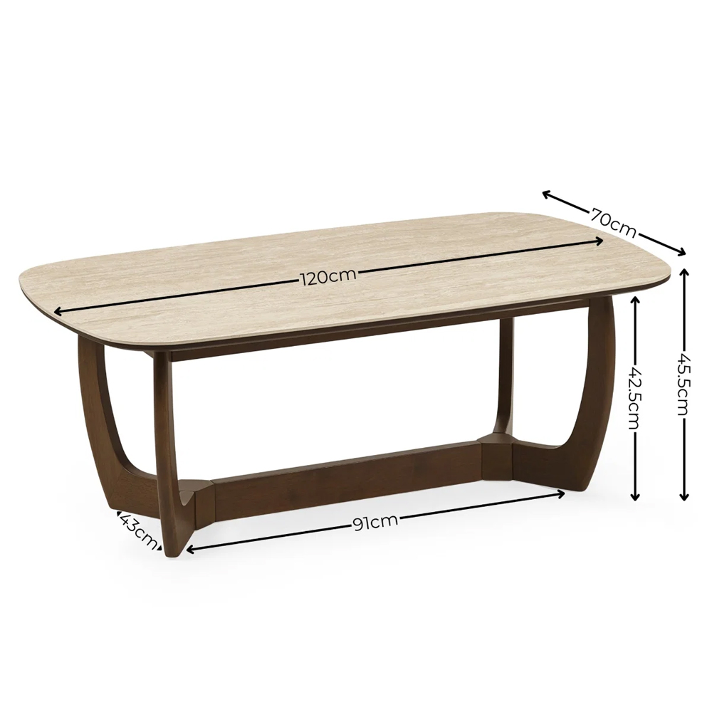 Rervan Rectangular Wooden Coffee Table in Walnut and Natural