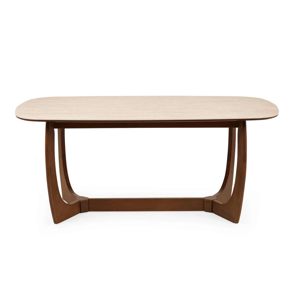 Rervan Rectangular Wooden Dining Table in Walnut and Natural