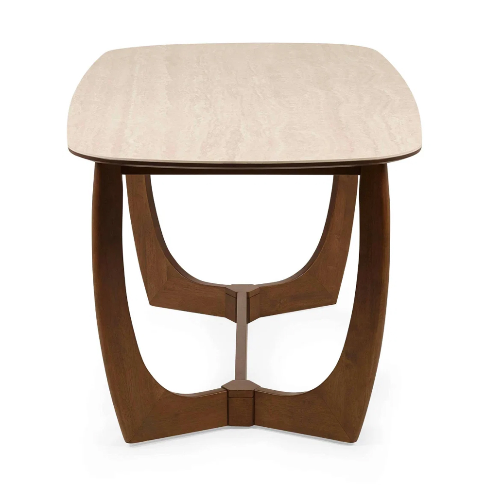 Rervan Rectangular Wooden Dining Table in Walnut and Natural