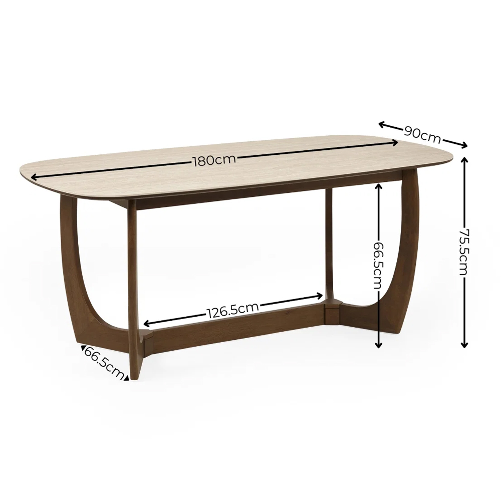 Rervan Rectangular Wooden Dining Table in Walnut and Natural