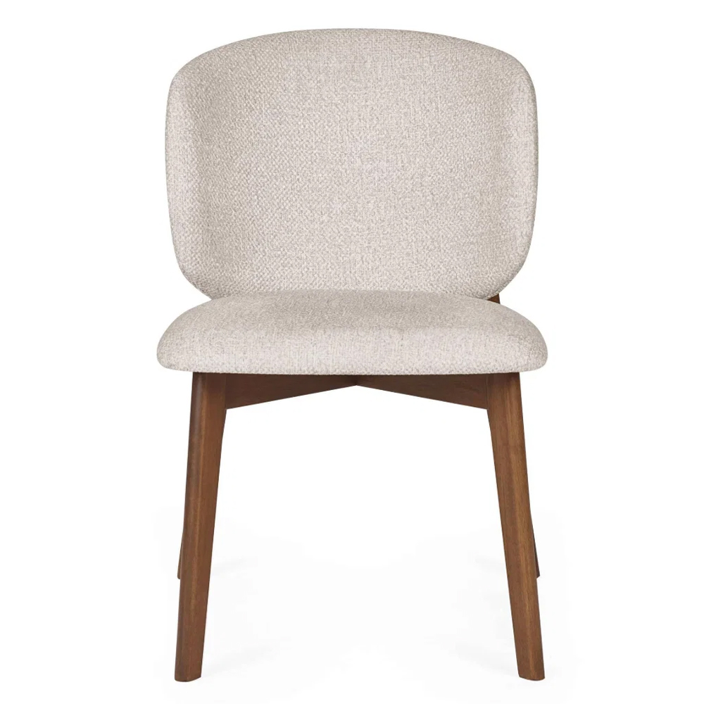 Rervan Walnut and Natural Fabric Dining Chairs in Pair