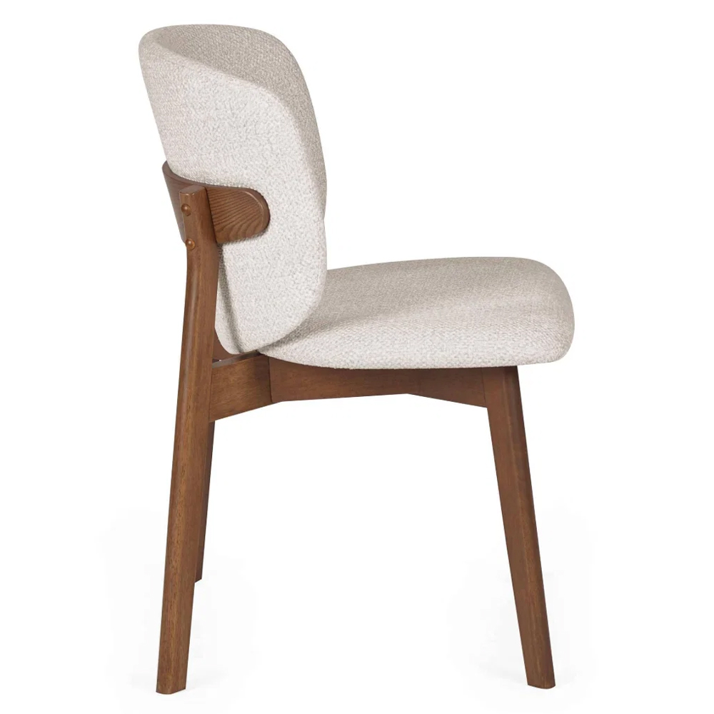Rervan Walnut and Natural Fabric Dining Chairs in Pair