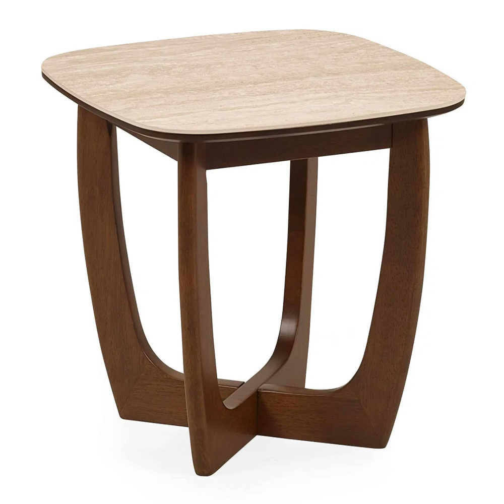 Rervan Wooden Lamp Table in Walnut and Natural