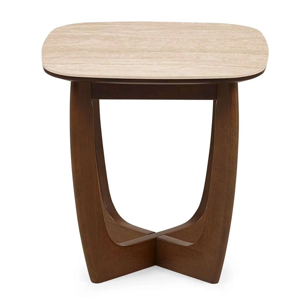 Rervan Wooden Lamp Table in Walnut and Natural