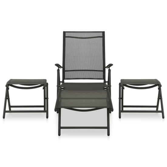 Resaca Textilene Aluminium 3 Piece Garden Lounge Set In Black
