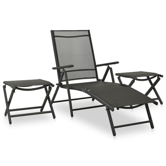 Product photograph of Resaca Textilene Aluminium 3 Piece Garden Lounge Set In Black from Furniture in Fashion