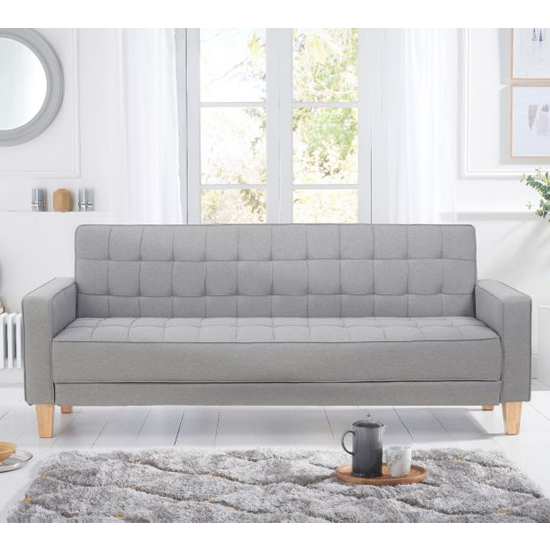 Resita Linen Fabric Upholstered Sofa Bed In Grey_2