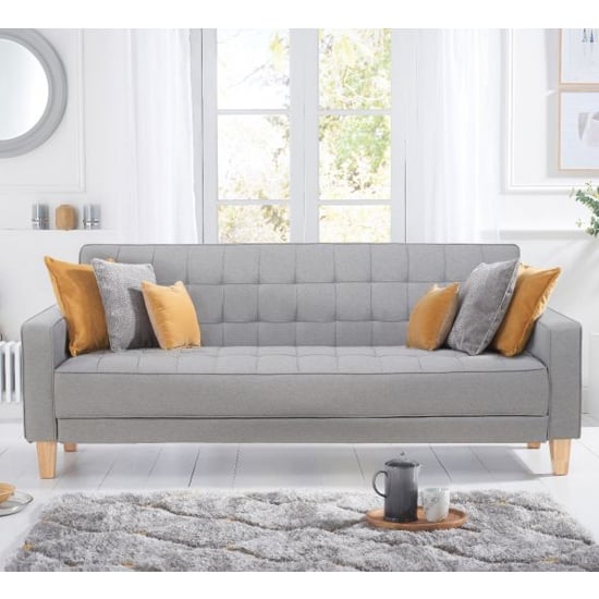 Resita Linen Fabric Upholstered Sofa Bed In Grey