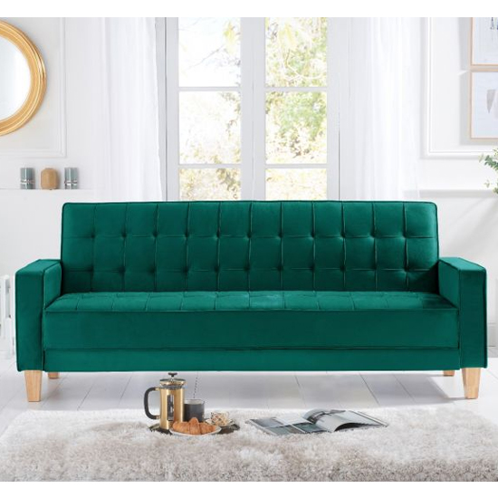 Resita Velvet Upholstered Sofa Bed In Green Furniture in Fashion