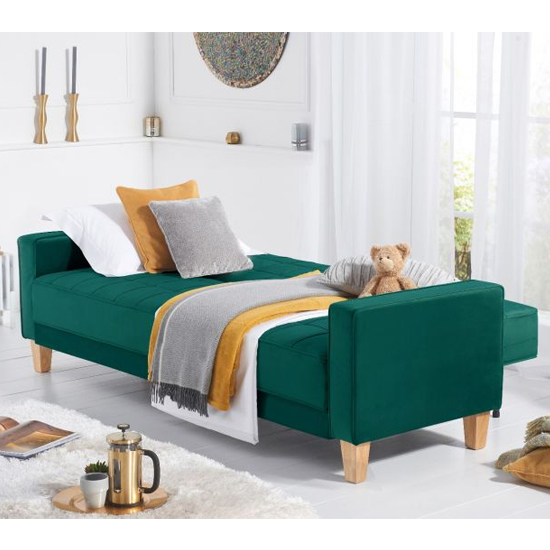 Resita Velvet Upholstered Sofa Bed In Green_3