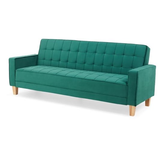 Resita Velvet Upholstered Sofa Bed In Green_5