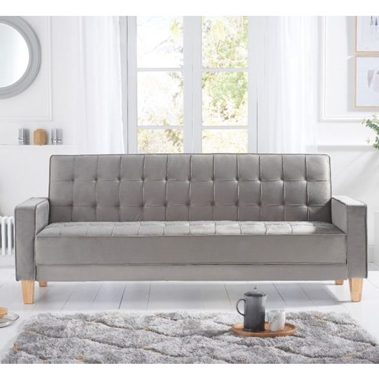 Resita Velvet Upholstered Sofa Bed In Grey_2