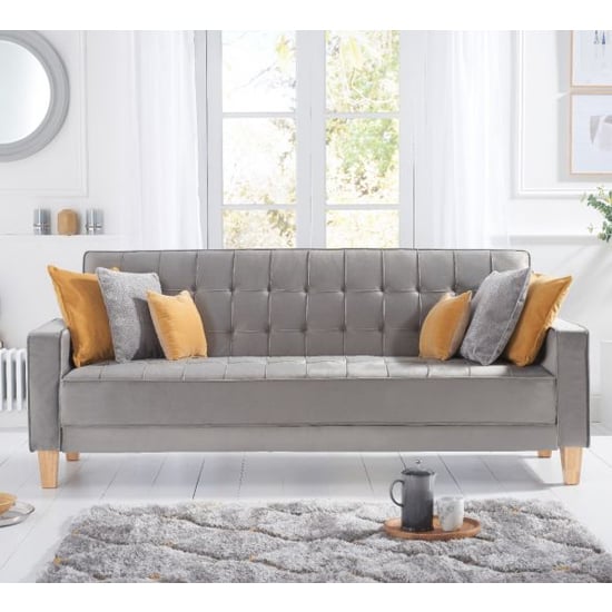 Resita Velvet Upholstered Sofa Bed In Grey_1