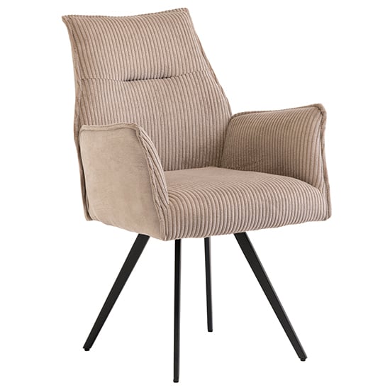 Product photograph of Reston Fabric Mix Dining Armchair In Oyster Corduroy from Furniture in Fashion