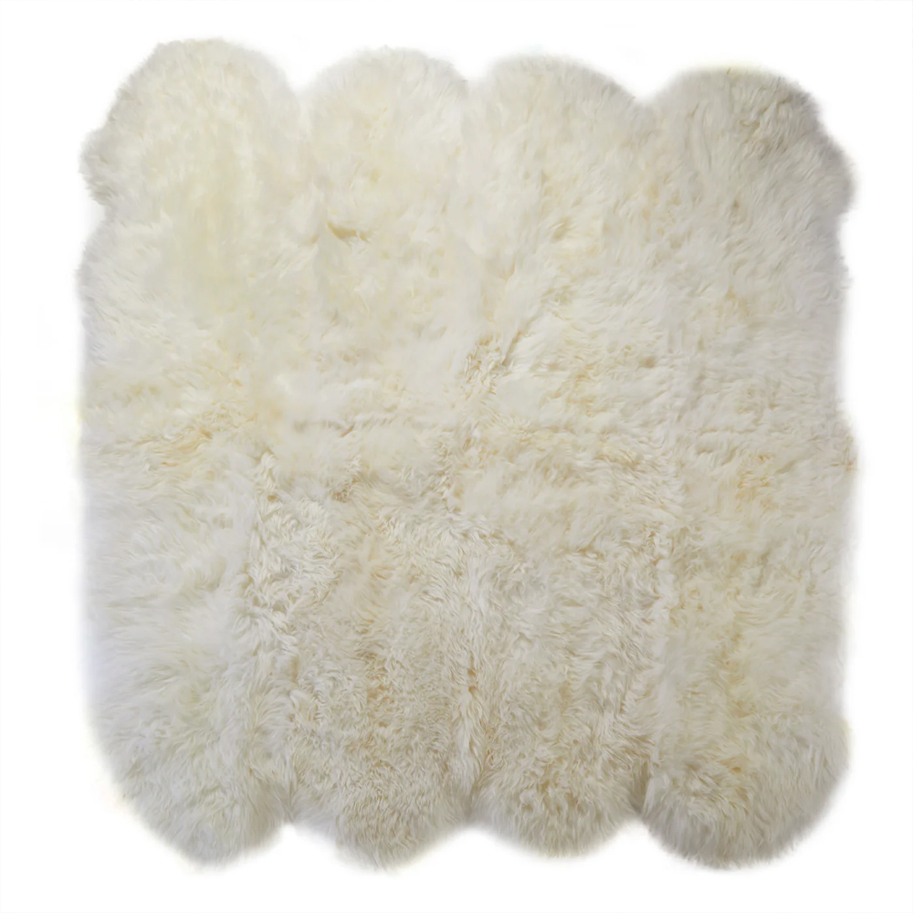 Reston Fabric Sheepskin Rug In Natural White