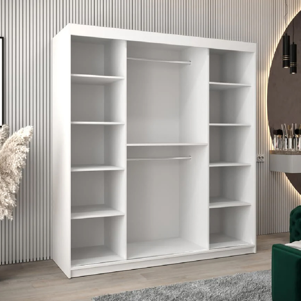 Reston Mirrored Wardrobe With 2 Sliding Doors In White