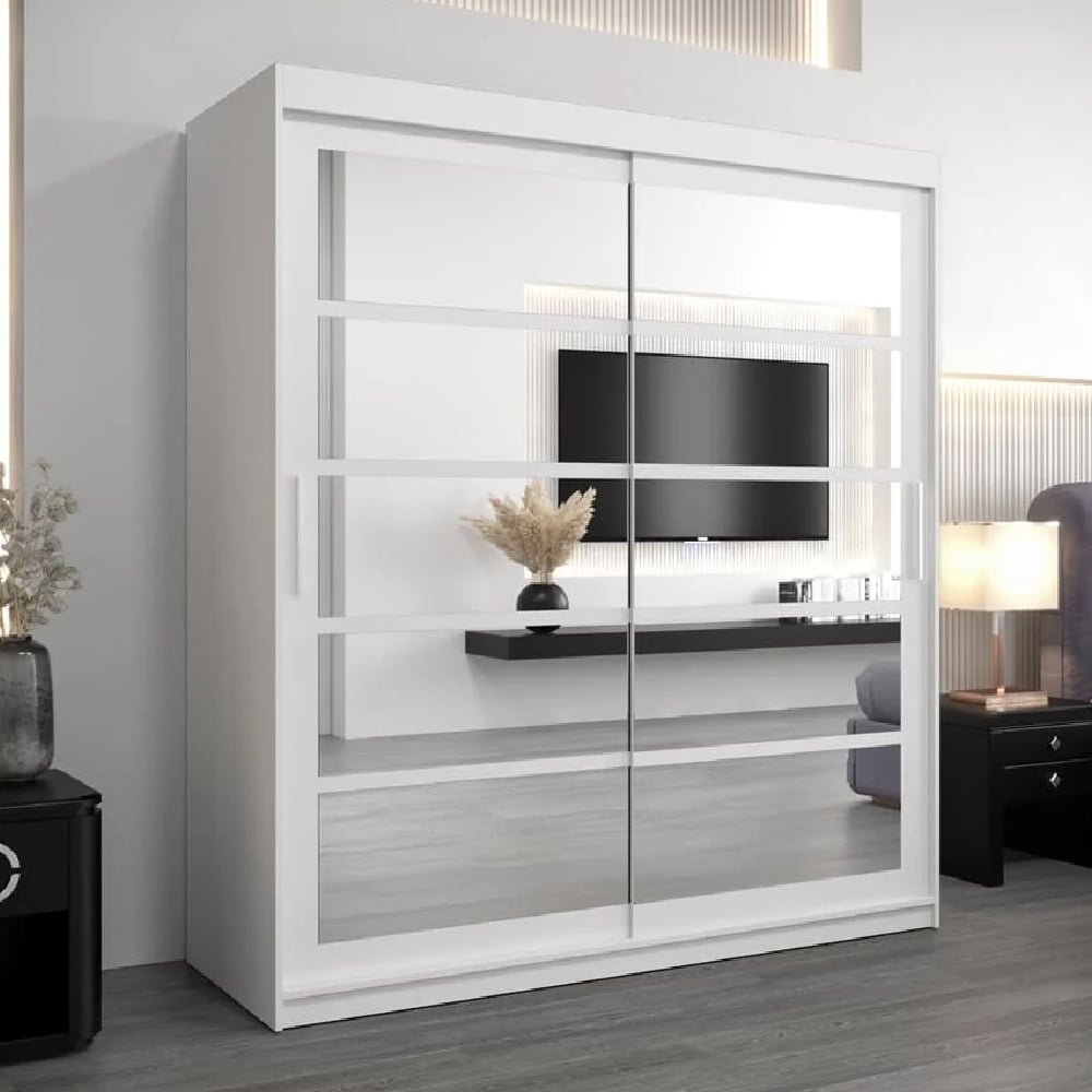 Read more about Reston mirrored wardrobe with 2 sliding doors in white