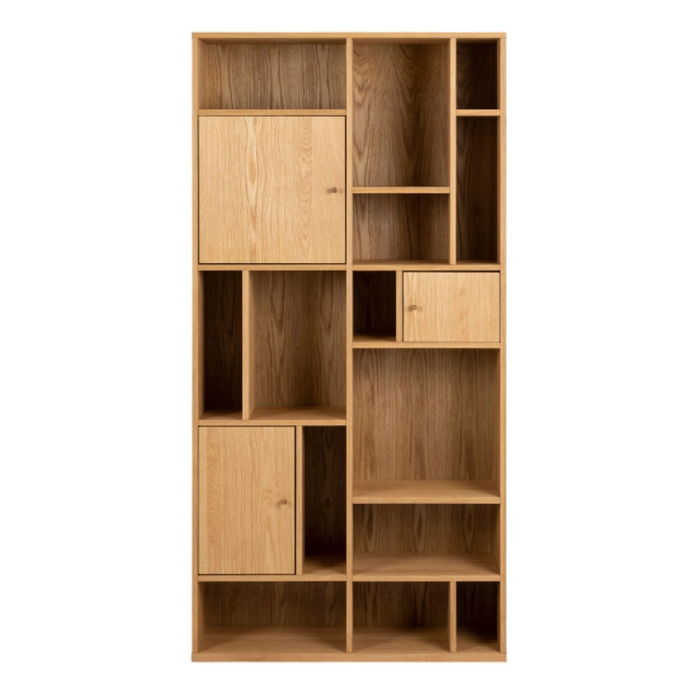 Reston Wooden Bookcase With 3 Doors And 11 Shelves In Oak