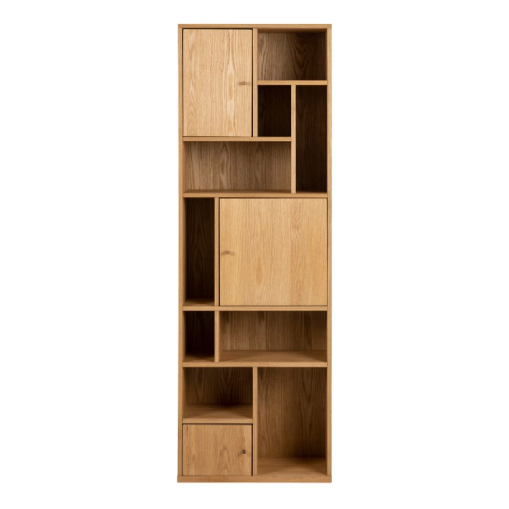Reston Wooden Bookcase With 3 Doors And 8 Shelves In Oak