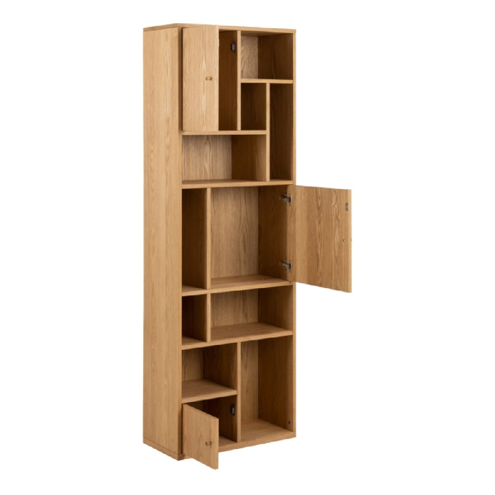 Reston Wooden Bookcase With 3 Doors And 8 Shelves In Oak