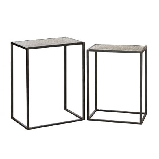 Retia Square Set Of 2 Nesting Tables In Brown With Metal Frame Furniture in Fashion
