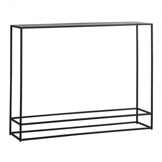 Retiro Console Table In Antique Silver With Black Metal Frame
