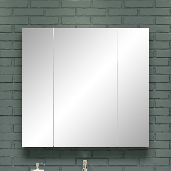 Reus High Gloss Mirrored Bathroom With 3 Doors In White