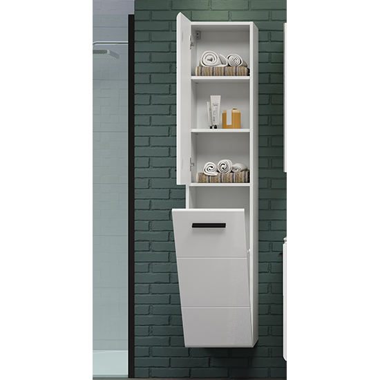 Reus Tall Wall Hung High Gloss Storage In White Furniture in