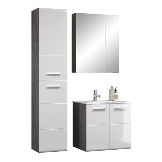 Reus Wall Hung Gloss Bathroom Furniture Set 3 In Smokey Silver_2