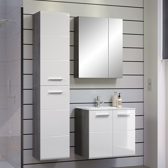 Product photograph of Reus Wall Hung Gloss Bathroom Furniture Set 3 In Smokey Silver from Furniture in Fashion