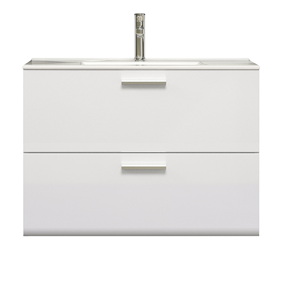 Reus Wall Hung Gloss Vanity Unit With 2 Drawers In Smokey Silver
