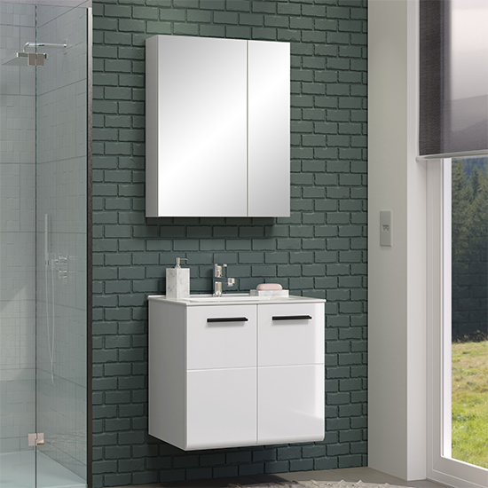 Read more about Reus wall hung high gloss bathroom furniture set 1 in white