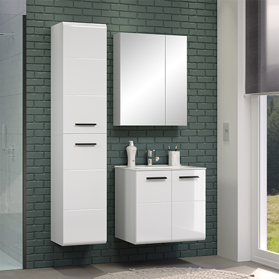 Read more about Reus wall hung high gloss bathroom furniture set 3 in white