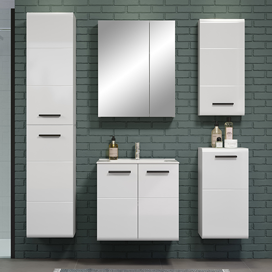 Reus Wall Hung High Gloss Bathroom Furniture Set 5 In White Furniture