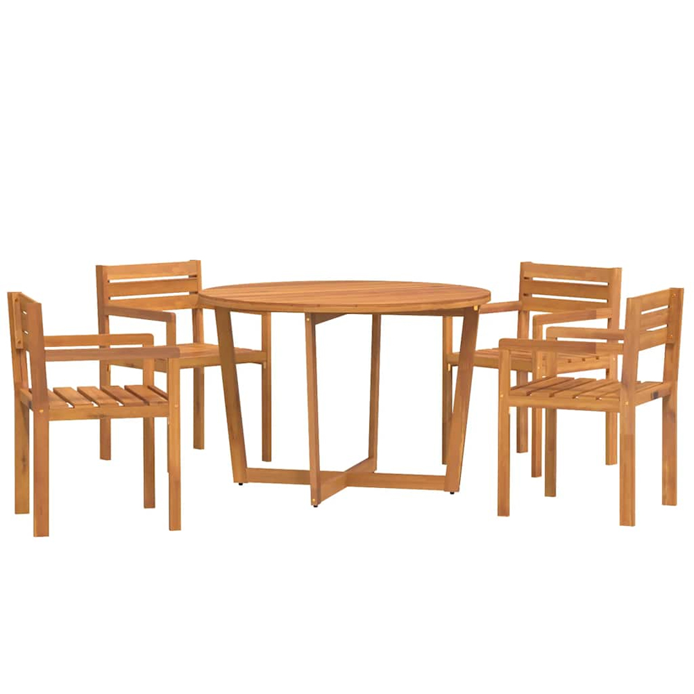 Revano Garden 110cm Acacia Wood Dining Table with 4 Chairs in Brown