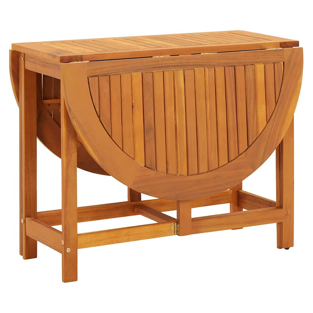 Revano Garden 130cm Acacia Wood Folding Dining Table with 4 Chairs in Brown