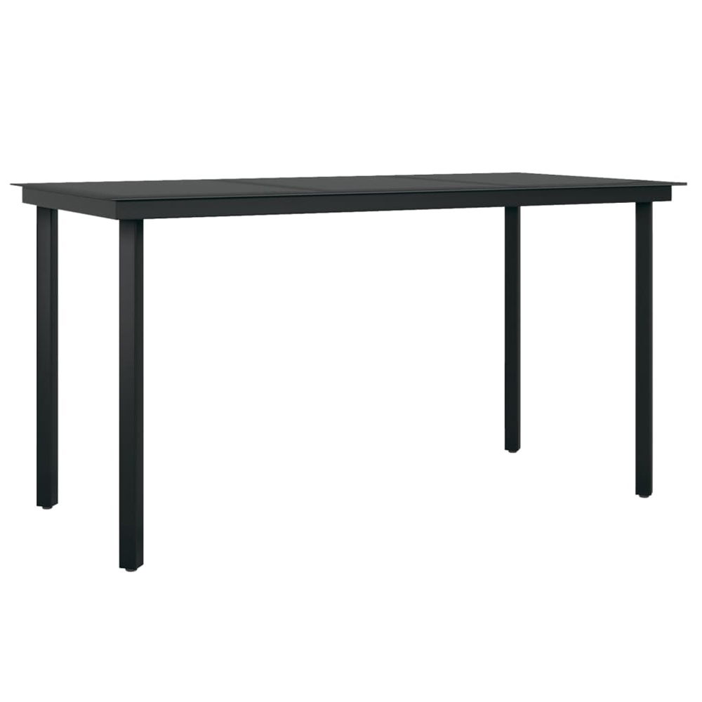 Revano Garden 140cm Glass Top Dining Table with 4 Chairs in Black